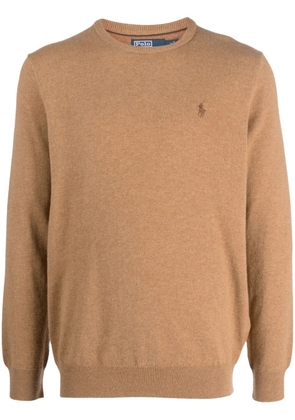 Polo Ralph Lauren Polo-Pony-embroidered wool jumper - Brown