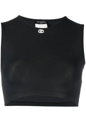 CHANEL Pre-Owned 1990s CC embroidered crop top - Black