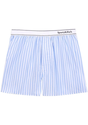 Sporty & Rich logo-waistband poplin shorts - Blue