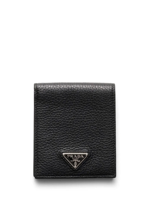 Prada enamel triangle-logo wallet - Black