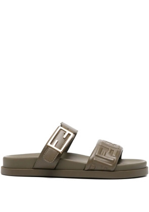 FENDI buckle embossed-FF sandals - Green