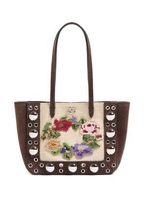 Valentino Garavani mini Nellcote embroidered tote bag - Brown