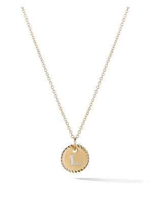 David Yurman 18kt yellow gold L Initial Charm diamond necklace