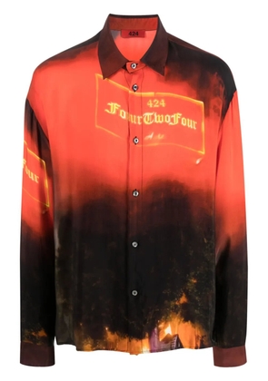 424 graphic-print button-up shirt - Red