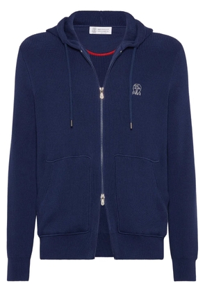 Brunello Cucinelli knitted hoodie - Blue