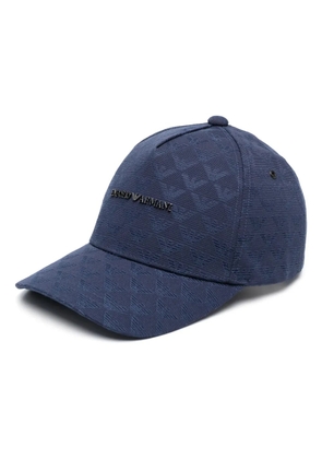 Emporio Armani monogram-pattern baseball cap - Blue