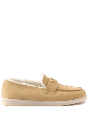 Prada Suede and shearling loafers - Neutrals