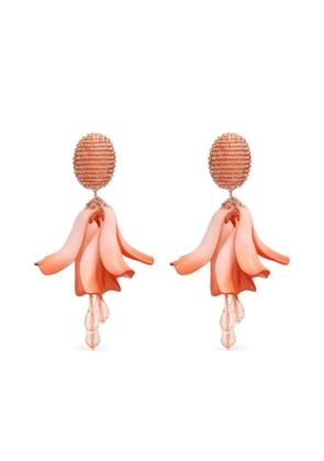 Oscar de la Renta beaded floral earrings - Orange
