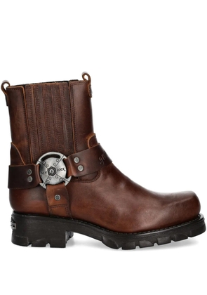 NEW ROCK 50mm leather strap boots - Brown