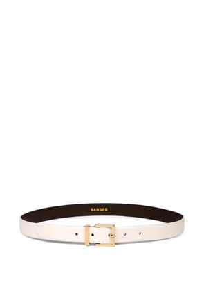 SANDRO square-buckle leather belt - White