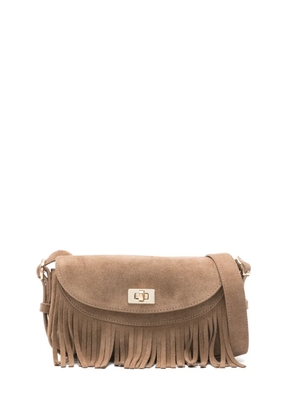 SANDRO mini fringed crossbody bag - Brown