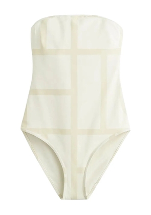 TOTEME monogram strapless swimsuit - Neutrals