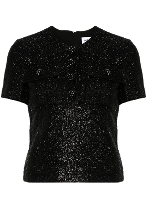 Self-Portrait bouclé top - Black