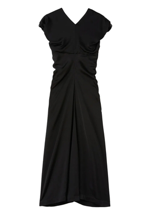 Jil Sander gathered-detail satin-finish gown - Black