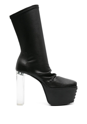 Rick Owens peep-toe leather mid-calf boots - Black