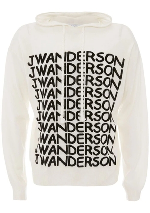JW Anderson logo-print merino hoodie - White