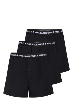 Karl Lagerfeld logo-waistband woven boxer shorts (pack of three) - Black
