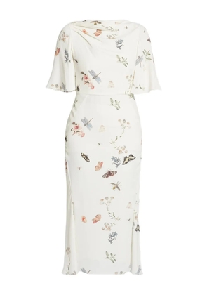ERDEM flutter-sleeve printed midi dress - Neutrals