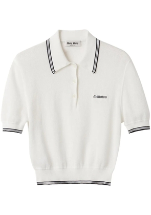 Miu Miu stripe-detail polo top - White