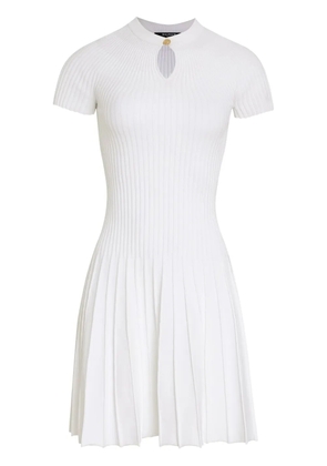 Balmain pleated ribbed-knit mini dress - White