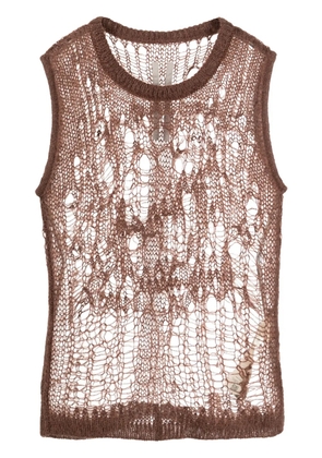 Rick Owens Spider open-knit tank top - Brown