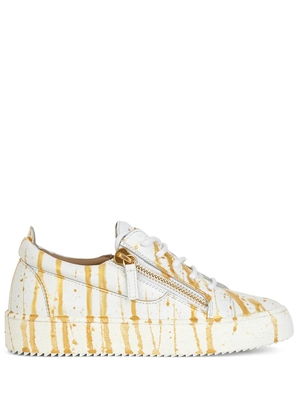 Giuseppe Zanotti paint-splatter leather sneakers - White