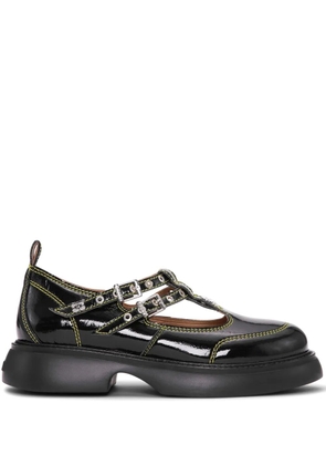 GANNI logo-plaque loafers - Black