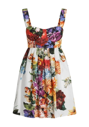 Dolce & Gabbana floral-print mini dress - White