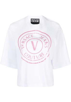 Versace Jeans Couture glittered logo-print cotton T-shirt - White