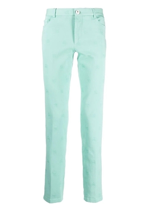 Philipp Plein skull embroidery straight-leg trousers - Blue