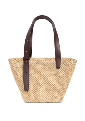 LIE STUDIO small Bianca raffia tote bag - Neutrals