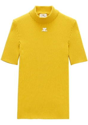Courrèges ribbed-knit logo top - Yellow