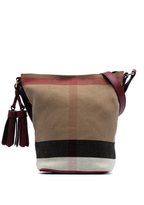 Burberry Pre-Owned 2000-2017 Mini Mega Check Canvas Ashby Tassel bucket bag - Red