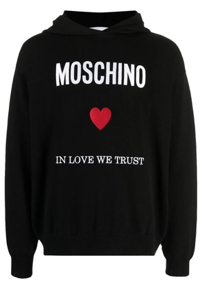 Moschino slogan-print cotton hoodie - Black