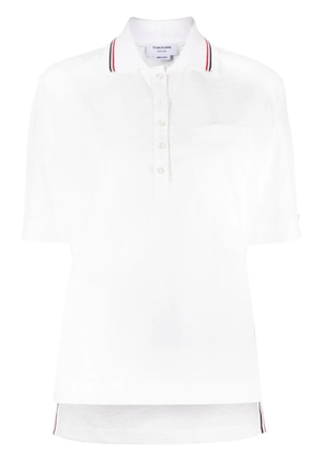 Thom Browne RWB-stripe seersucker polo top - White