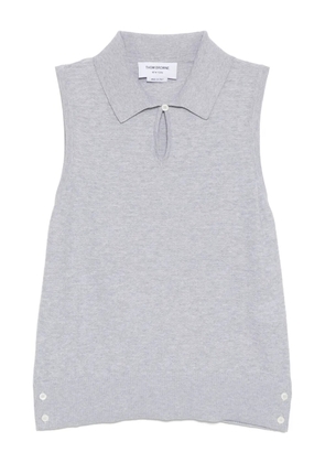 Thom Browne floated-cable polo - 065 LT GREY