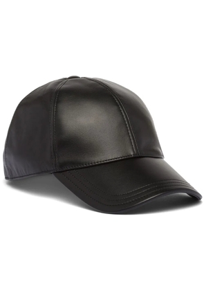 Prada triangle-logo leather baseball cap - Black