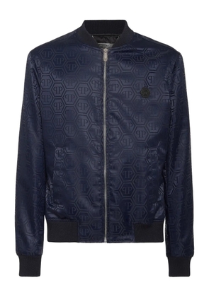 Philipp Plein monogram-pattern bomber jacket - Blue