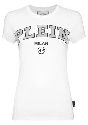 Philipp Plein crystal-logo cotton t-shirt - White