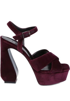 Sergio Rossi crossover-strap velvet sandals - Red
