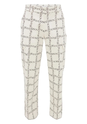 JW Anderson logo-print straight-leg trousers - White