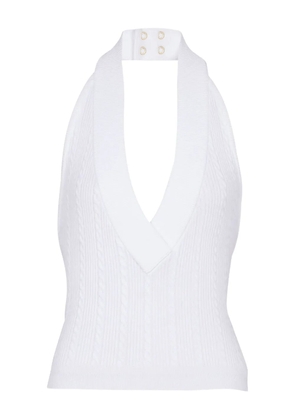 Balmain cable-knit halterneck top - White