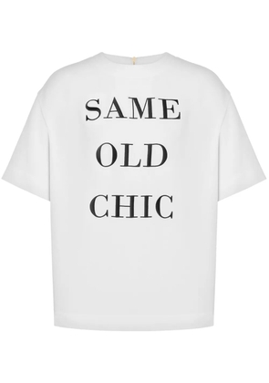 Moschino slogan-print zip-up T-shirt - White