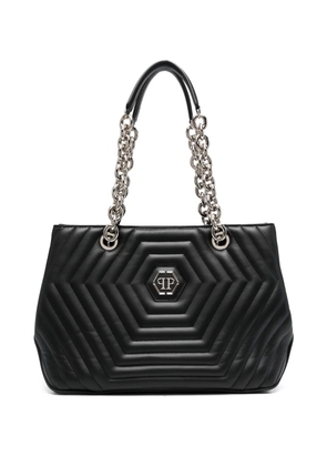 Philipp Plein Hexagon quilted leather shoulder bag - Black