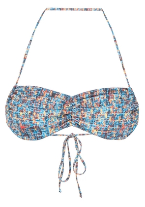 Sian Swimwear Halle tweed-print bikini top - Blue