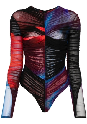 Mugler ruched mesh bodysuit - Black