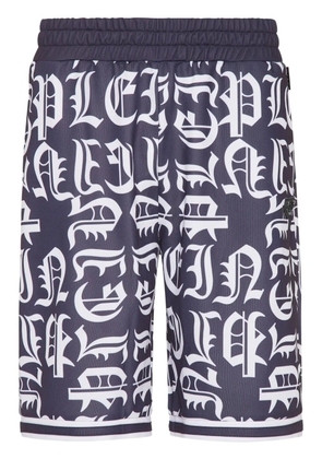 Philipp Plein all-over logo-print shorts - Blue