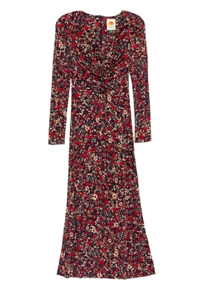 FARM Rio long sleeve knot midi dress - Purple