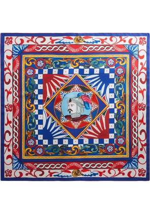 Dolce & Gabbana Carretto-print twill scarf - Blue