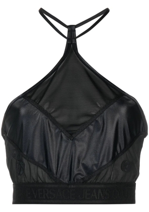 Versace Jeans Couture tulle-panelled crop top - Black